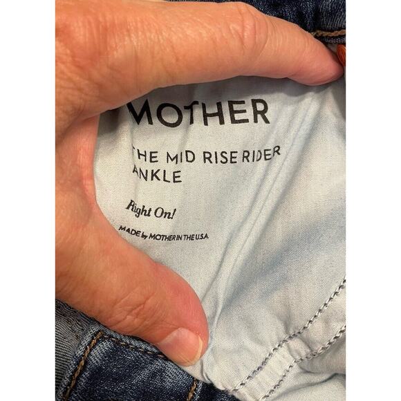 MOTHER Jeans Womens Size 24 The Mid Rise Rider Ankle Right On Denim Button Zip - Picture 6 of 10